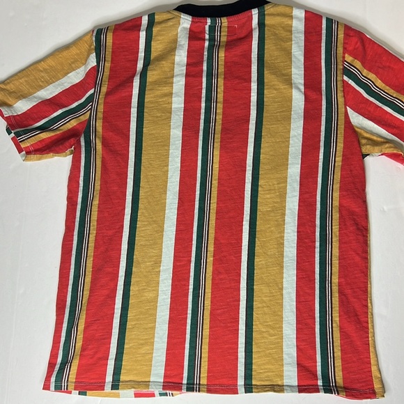 VTG GUESS David Sayer Vertical Stripe T Shirt Embroidered US Flag Spellout Y2K M - Picture 9 of 16